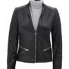 Black Quilted Leather Jacket