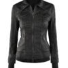 Black Hooded Leather Jacket