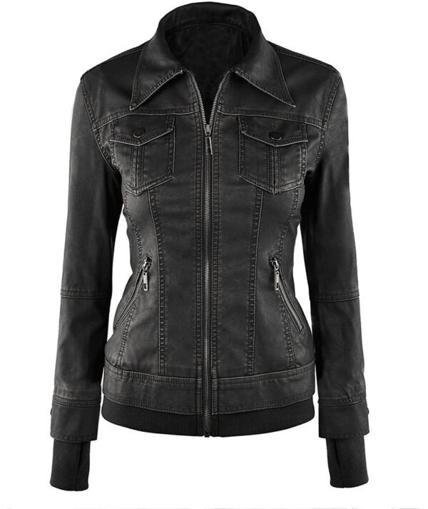 Black Hooded Leather Jacket