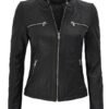 Black Biker Hooded Leather Jacket