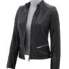 Black Quilted Leather Jacket